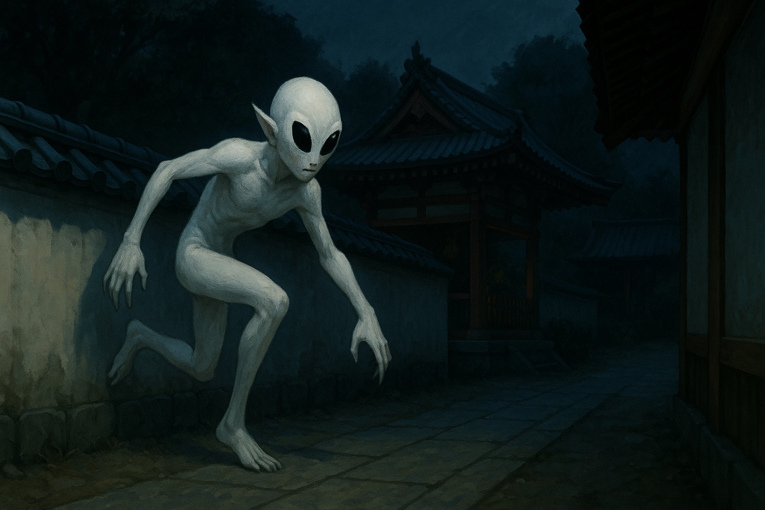 Image 1:Strange Humanoids of Kyoto: Eyewitnesses Report "White Aliens" and a Bizarre Creature from Japanese Folklore