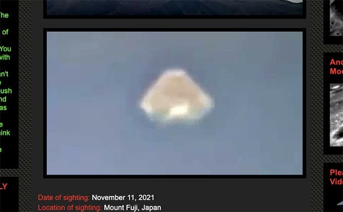 Image 2:Massive UFO Spotted Over Mount Fuji? Researcher Claims "100% Proof" of Aliens