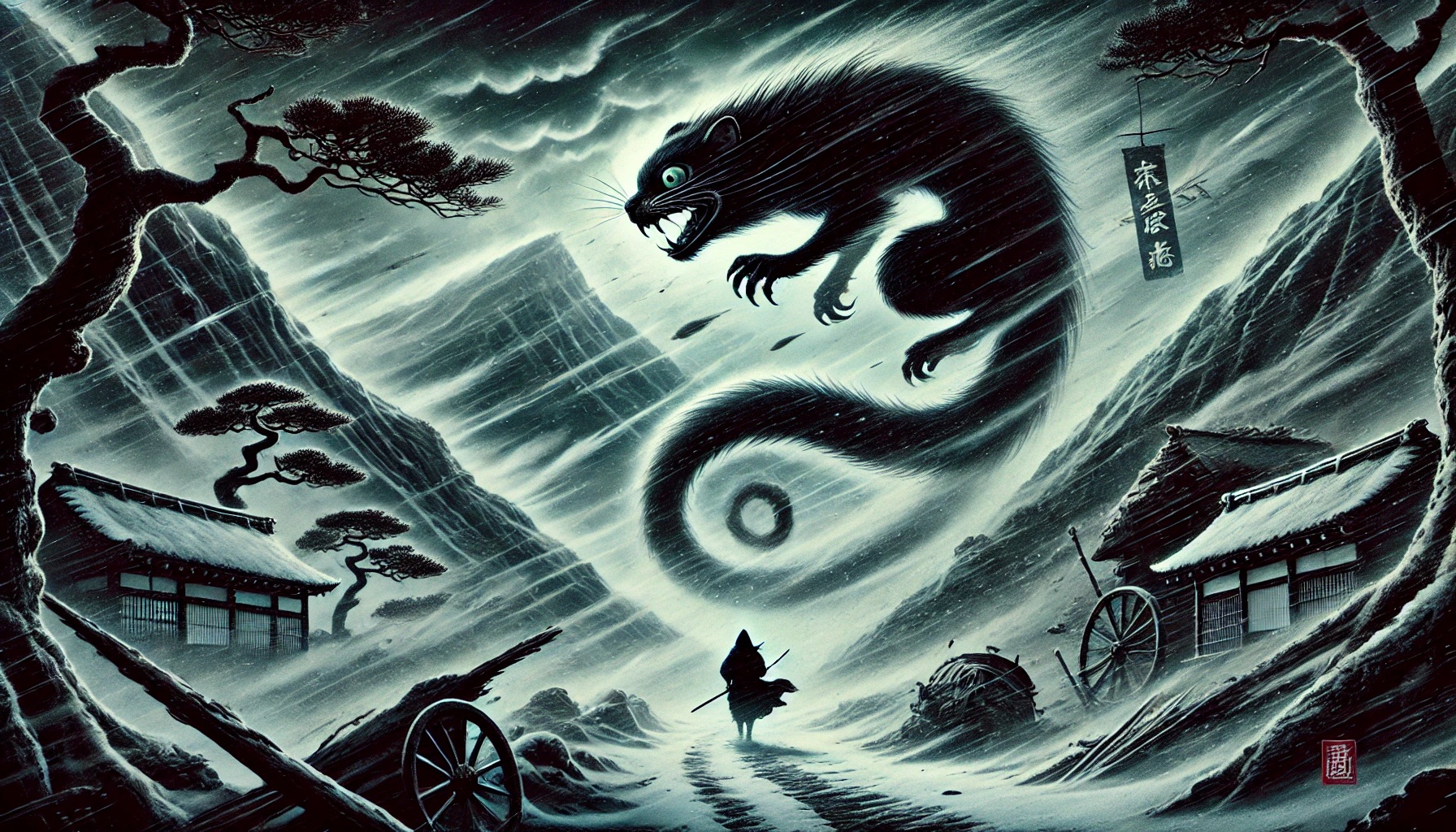 Image 2:Kamaitachi: The Sickle-Weasel Yokai That Slashes People in Whirlwinds